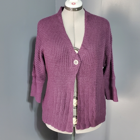 Sonoma Sweaters - Sonoma Women's Knit Sweater Cardigan in Rich Purple Half Sleeve Size M